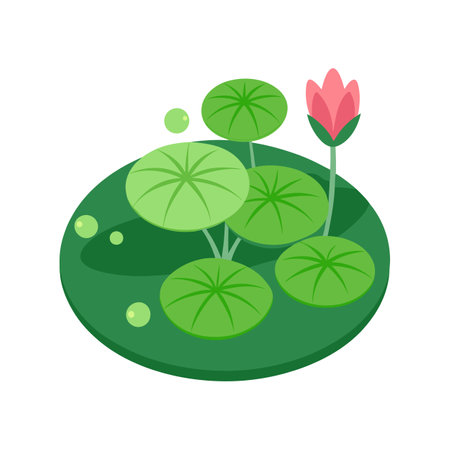 Stunning Lily Pad Plant with Unique Bloomsのイラスト素材