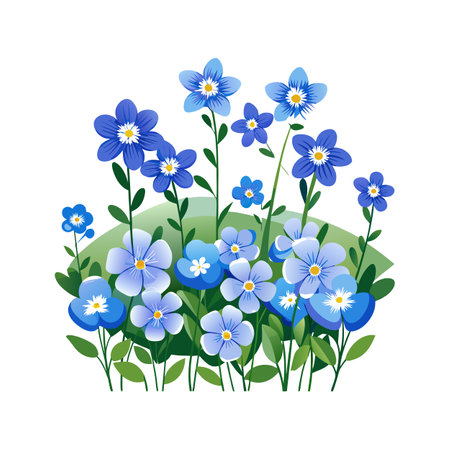 Vibrant Nemophila for Artistic Floral Illustrationsのイラスト素材