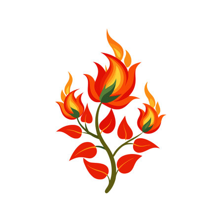 Flame Vine Plant Design with Striking Colorsのイラスト素材