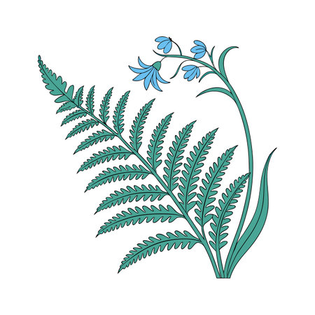 Elegant Blue Star Fern Display on Whiteのイラスト素材