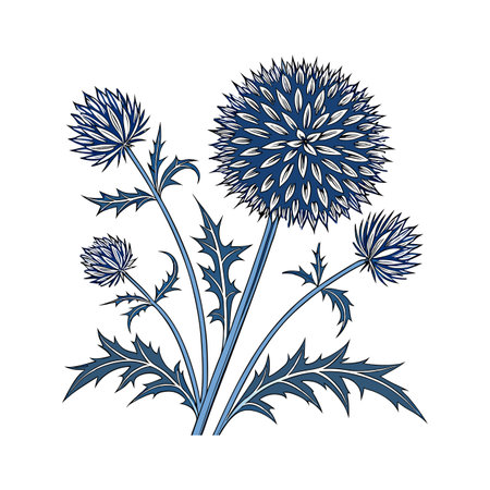 Beautiful Echinops Globe Thistle Artworkのイラスト素材