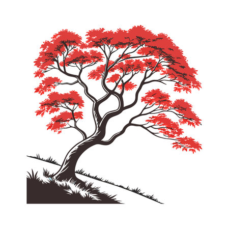 Vibrant Japanese Maple Leaf Design on Brightのイラスト素材