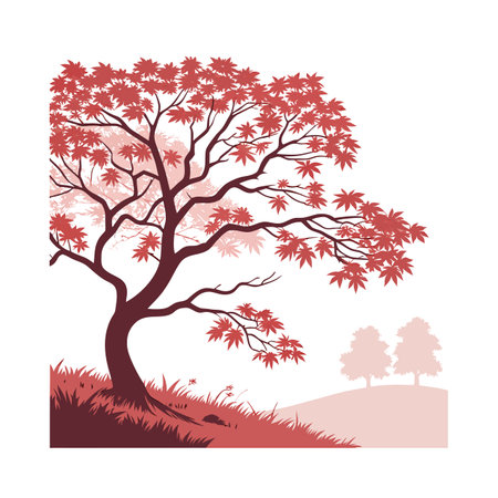 Beautiful Japanese Maple Leaf Art on Whiteのイラスト素材