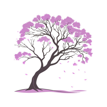 Bright Jacaranda Flower Art on White Canvasのイラスト素材