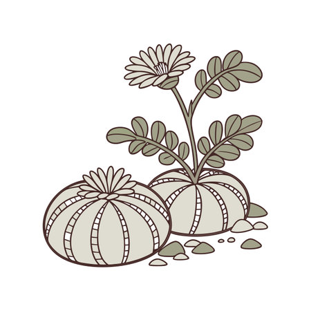 Lithops Plant on Pure White Canvasのイラスト素材