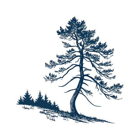 Elegant Blue Spruce Picea Display on Whiteのイラスト素材