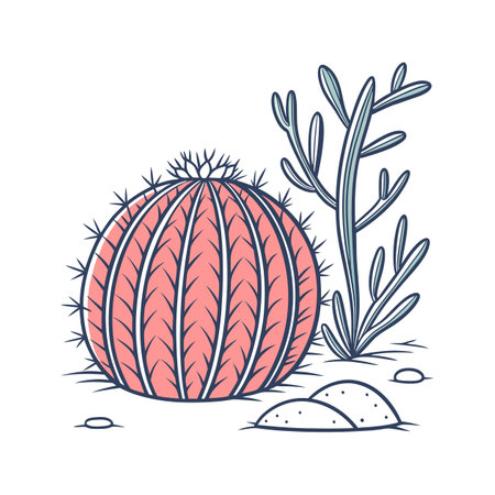 Charming Coral Cactus Illustration for Decorのイラスト素材