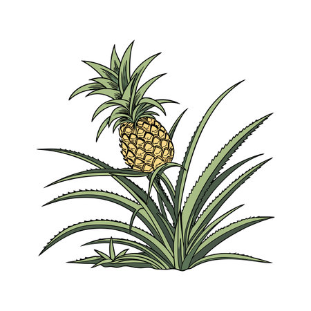 Vibrant Pineapple Plant Displayed on Bright Whiteのイラスト素材