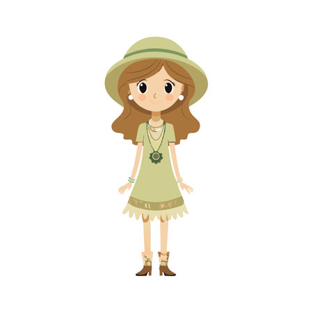 Chic Bohemian Lace Dress Model Artworkのイラスト素材