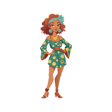 Chic Boho Romper Fashion Model Creative Designのイラスト素材