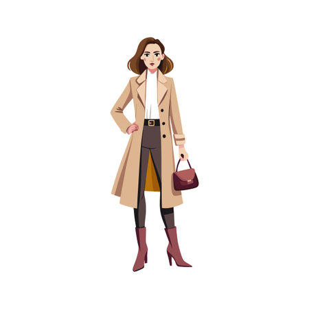 Chic Model in Stylish Trench Coat Lookのイラスト素材