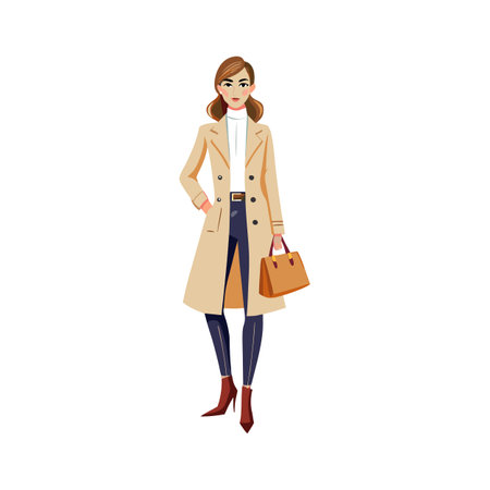 Trendy Fashion Model Showcasing Trench Coatのイラスト素材