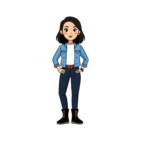 Chic Fashion Model in Classic Denim Style