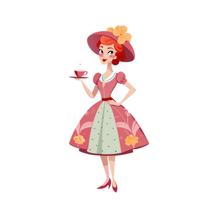 Stylish Model for Classy Tea Party Lookのイラスト素材