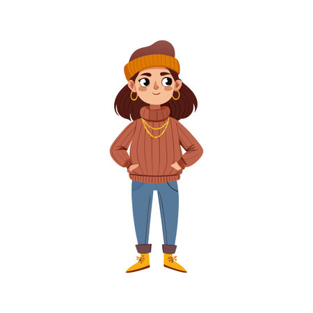 Stylish Model in Cozy Knit Sweater Style