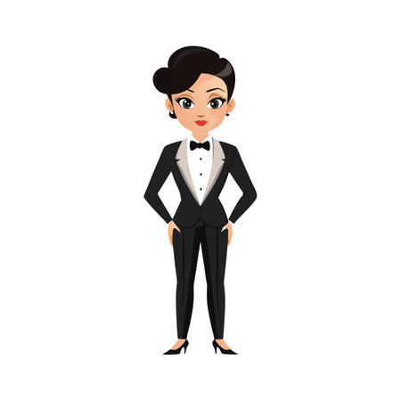 Chic Model in Classic Tuxedo Lookのイラスト素材
