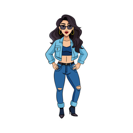 Elegant Model in Edgy Denim on Denim Style