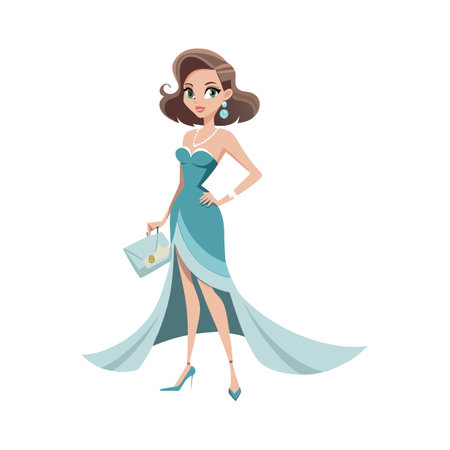 Elegant Model in High-Low Dress Fashionのイラスト素材