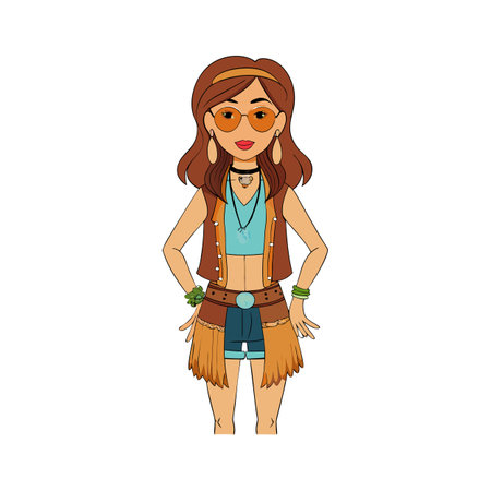 Elegant Festival Fashion Model in Fringe Outfitのイラスト素材