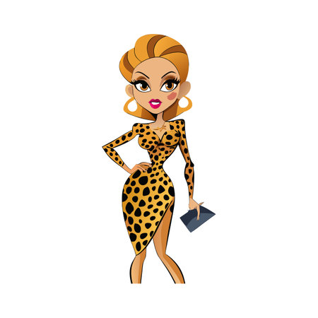 Trendy Animal Print Fashion Model Designのイラスト素材