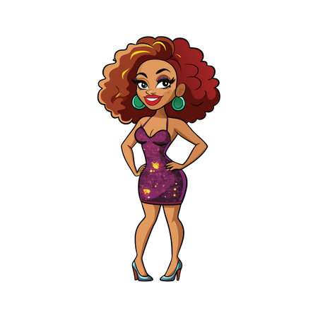 Elegant Party Fashion Model Illustrationのイラスト素材