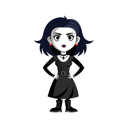 Chic Gothic Fashion Model Illustrationのイラスト素材