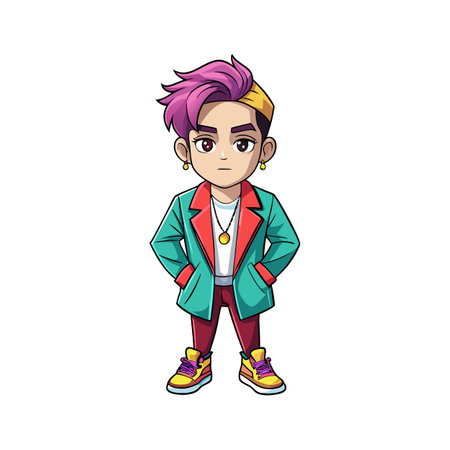 Chic K-Pop Fashion Icon Model Designのイラスト素材