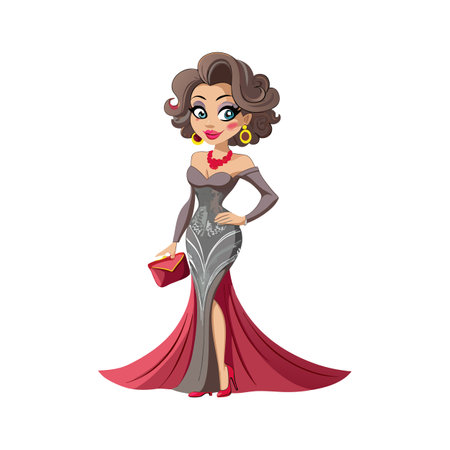 Chic Luxurious Evening Gown Fashion Modelのイラスト素材