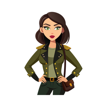 Unique Military Jacket Fashion Model Illustrationのイラスト素材