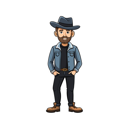 Elegant Cowboy Fashion Model in Modern Styleのイラスト素材