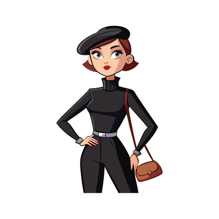 Trendy Fashion Model in Parisian Chic Styleのイラスト素材