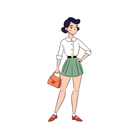 Dynamic Preppy Fashion Model with Shortsのイラスト素材