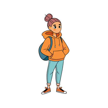 Vibrant Fashion Model in Relaxed Hoodieのイラスト素材