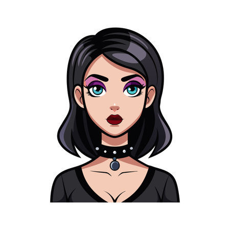 Elegant Gothic Fashion Model with Unique Styleのイラスト素材