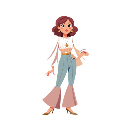 Dynamic Chiffon Blouse Fashion Model Lookのイラスト素材