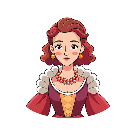 Stylish Illustration of Renaissance Inspired Modelのイラスト素材