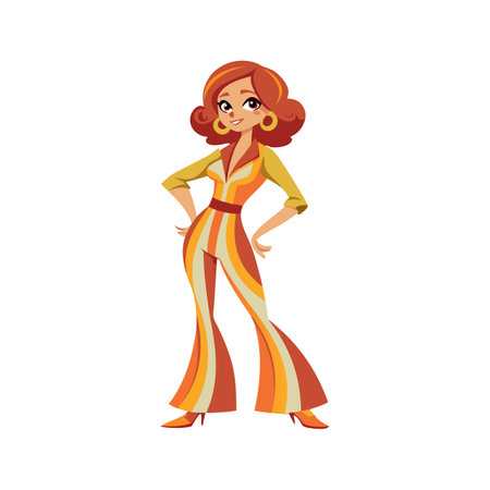 Vibrant Retro Jumpsuit Fashion Model Designのイラスト素材
