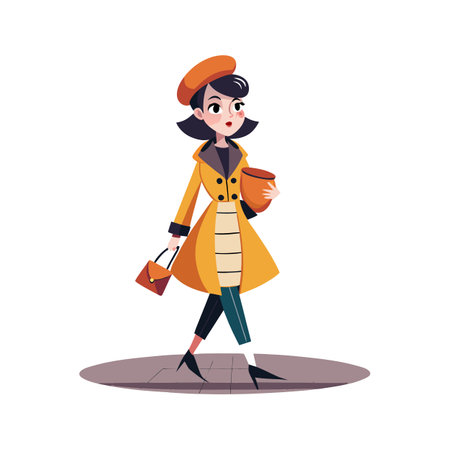 Stylish Parisian Fashion Model Illustrationのイラスト素材