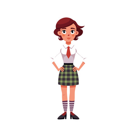 Elegant Preppy Fashion Model Illustration in Cartoonのイラスト素材