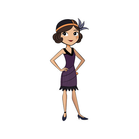 1920s Flapper Fashion Model Illustration Style