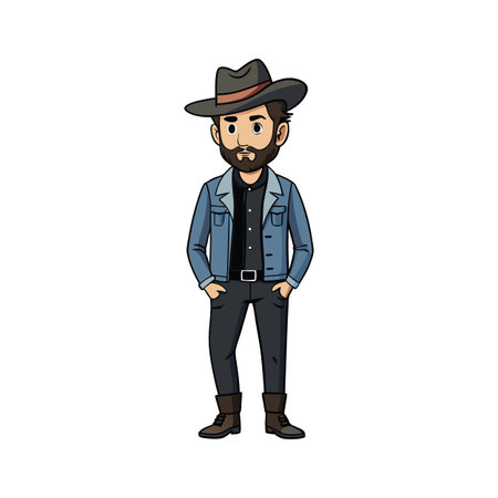 Stylish Modern Cowboy Fashion Model Designのイラスト素材