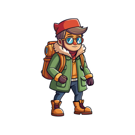 Unique Outdoor Explorer Fashion Modelのイラスト素材