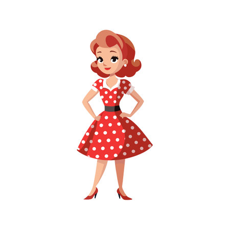 Stylish Polka Dot Dress Fashion Model Creationのイラスト素材