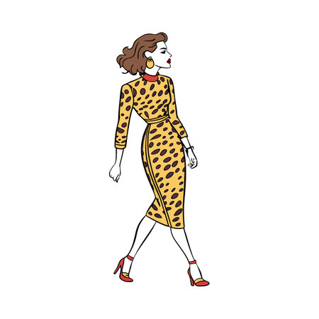 Fashion woman in leopard dress. Vector illustration. Fashion girl.のイラスト素材