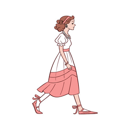 Fashionable woman in a skirt and high heels. Vector illustrationのイラスト素材