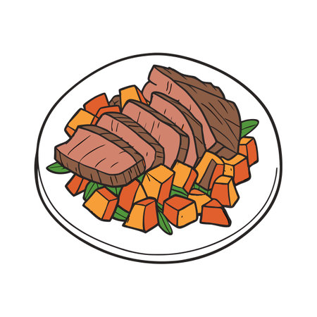 Nutritious Beef Sweet Potato Blend Dishのイラスト素材