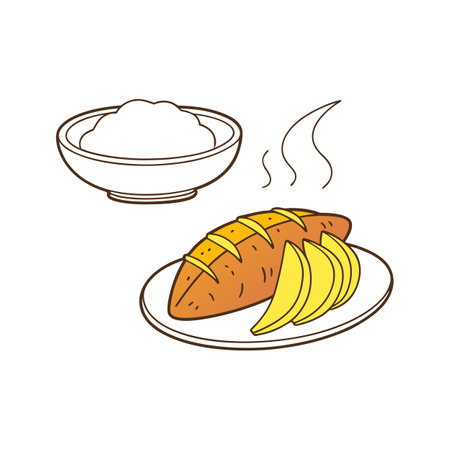 Delicious Ground Chickpea with Sweet Potato and Banana Mashのイラスト素材