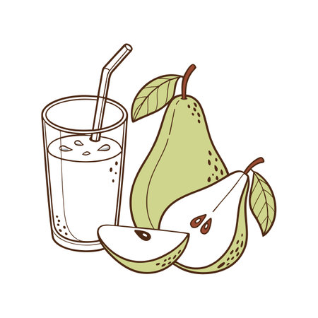 Yummy Pear Yogurt Drink for Healthy Snackingのイラスト素材