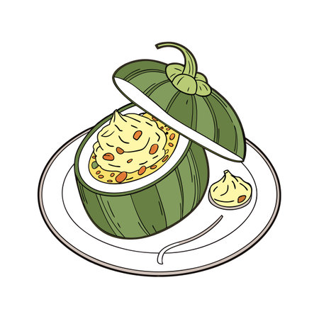 Delicious Mashed Baked Zucchini with Cheese for Kidsのイラスト素材