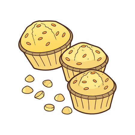 Delicious Mini Soft Cornbread Muffins for Kidsのイラスト素材